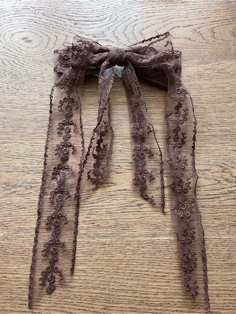Free People Delicate Lace Bow Hair Clip in Chocolate Brown